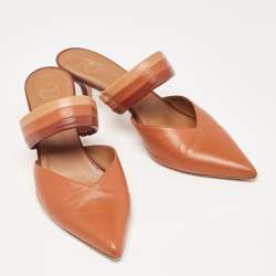 Pre Owned Malone Souliers Brown Leather Maisie Pointed Toe Slide Sandals Size 41