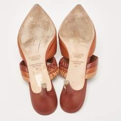 Pre Owned Malone Souliers Brown Leather Maisie Pointed Toe Slide Sandals Size 41