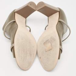 Pre Owned Malone Souliers Olive Green Leather Norah Mules Size 40