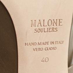 Pre Owned Malone Souliers Olive Green Leather Norah Mules Size 40