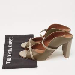 Pre Owned Malone Souliers Olive Green Leather Norah Mules Size 40