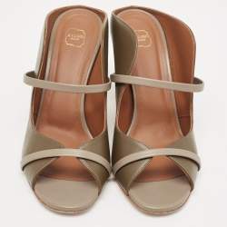 Pre Owned Malone Souliers Olive Green Leather Norah Mules Size 40