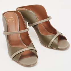 Pre Owned Malone Souliers Olive Green Leather Norah Mules Size 40
