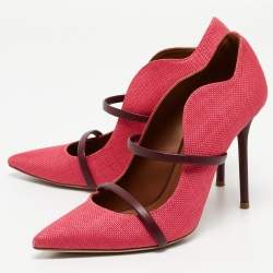 Pre Owned Malone Souliers Pink Raffia Maureen Pumps Size 39.5