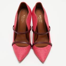 Pre Owned Malone Souliers Pink Raffia Maureen Pumps Size 39.5
