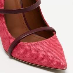 Pre Owned Malone Souliers Pink Raffia Maureen Pumps Size 39.5