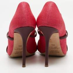 Pre Owned Malone Souliers Pink Raffia Maureen Pumps Size 39.5