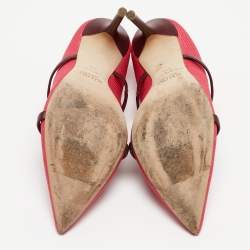 Pre Owned Malone Souliers Pink Raffia Maureen Pumps Size 39.5