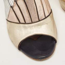 Pre Owned Malone Souliers Tricolor Leather Open Toe Mules Size 40