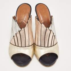 Pre Owned Malone Souliers Tricolor Leather Open Toe Mules Size 40