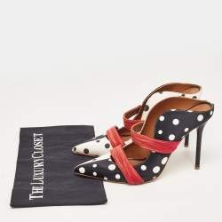 Pre Owned Malone Souliers Black/White Polka Dot Satin Maureen Mules Size 41