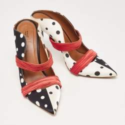 Pre Owned Malone Souliers Black/White Polka Dot Satin Maureen Mules Size 41