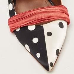 Pre Owned Malone Souliers Black/White Polka Dot Satin Maureen Mules Size 41