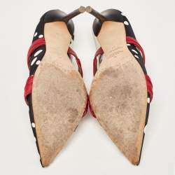 Pre Owned Malone Souliers Black/White Polka Dot Satin Maureen Mules Size 41