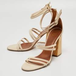Malone Souliers Cream Leather Ankle Strap Sandals Size 41