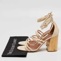 Malone Souliers Cream Leather Ankle Strap Sandals Size 41