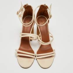 Malone Souliers Cream Leather Ankle Strap Sandals Size 41