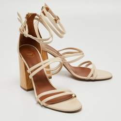 Malone Souliers Cream Leather Ankle Strap Sandals Size 41