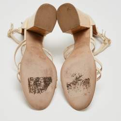 Malone Souliers Cream Leather Ankle Strap Sandals Size 41