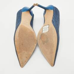 Pre Owned Malone Souliers Blue Canvas Slingback Pumps Size 37