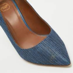 Pre Owned Malone Souliers Blue Canvas Slingback Pumps Size 37