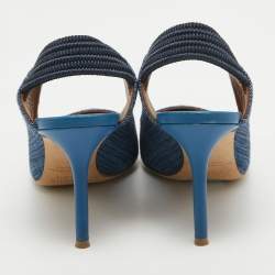 Pre Owned Malone Souliers Blue Canvas Slingback Pumps Size 37