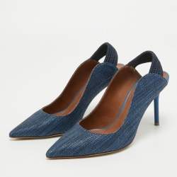 Pre Owned Malone Souliers Blue Canvas Slingback Pumps Size 37