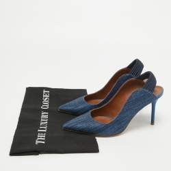 Pre Owned Malone Souliers Blue Canvas Slingback Pumps Size 37