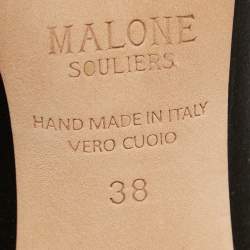 Pre Owned Malone Souliers Black/Gold Satin and Leather Mika Sandals Size 38