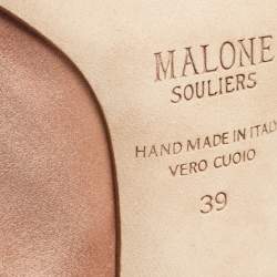 Pre Owned Malone Souliers Peach/Gold Satin and Patent Leather Maureen Pumps Size 39