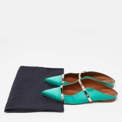 Malone Souliers Green Satin Maureen Flat Mules Size 39