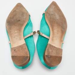 Malone Souliers Green Satin Maureen Flat Mules Size 39