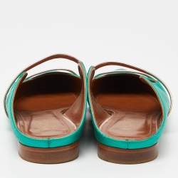 Malone Souliers Green Satin Maureen Flat Mules Size 39