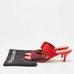 Pre Owned Malone Souliers Two Tone Canvas and Woven Fabric Milena Slide Sandals Size 36.5