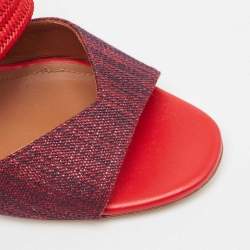 Pre Owned Malone Souliers Two Tone Canvas and Woven Fabric Milena Slide Sandals Size 36.5