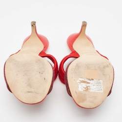 Pre Owned Malone Souliers Two Tone Canvas and Woven Fabric Milena Slide Sandals Size 36.5