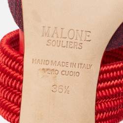 Pre Owned Malone Souliers Two Tone Canvas and Woven Fabric Milena Slide Sandals Size 36.5