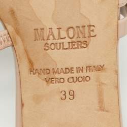 Pre Owned Malone Souliers Beige Croc Embossed Leather Slides Size 39