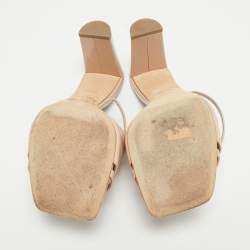 Pre Owned Malone Souliers Beige Croc Embossed Leather Slides Size 39