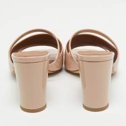 Pre Owned Malone Souliers Beige Croc Embossed Leather Slides Size 39