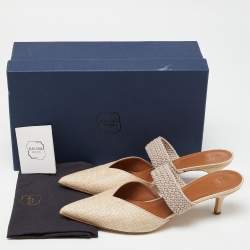 Pre Owned Malone Souliers Beige Raffia Maisie Mules Size 42