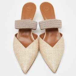 Pre Owned Malone Souliers Beige Raffia Maisie Mules Size 42