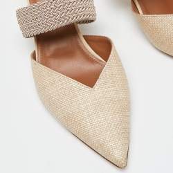 Pre Owned Malone Souliers Beige Raffia Maisie Mules Size 42