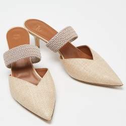 Pre Owned Malone Souliers Beige Raffia Maisie Mules Size 42