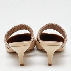 Pre Owned Malone Souliers Beige Raffia Maisie Mules Size 42