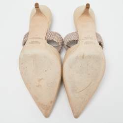 Pre Owned Malone Souliers Beige Raffia Maisie Mules Size 42