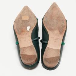 Pre Owned Malone Souliers Green Leather  Maureen Flats Size 37