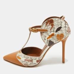 Pre Owned Malone Souliers Multicolor Snakeskin and Leather Ankle Strap Pumps Size 39