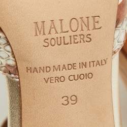 Pre Owned Malone Souliers Multicolor Snakeskin and Leather Ankle Strap Pumps Size 39