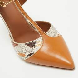 Pre Owned Malone Souliers Multicolor Snakeskin and Leather Ankle Strap Pumps Size 39